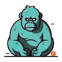 Vector illustration of a gorilla sitting. Isolated on white background.