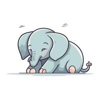 Cute cartoon elephant. Vector illustration isolated on a white background.