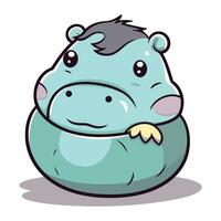 Hippopotamus Cartoon Mascot Character Vector Illustration.