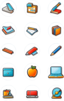 school supplies icons set, illustration ai generative png