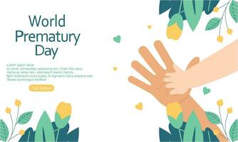 World prematurity day horizontal banner template vector