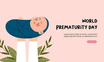 World prematurity day horizontal banner template vector