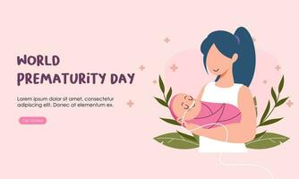 World prematurity day horizontal banner template vector