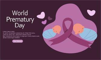 World prematurity day horizontal banner template vector