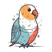 Cute parrot. Hand drawn vector illustration in cartoon style.