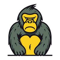 gorila con amarillo corazón. vector ilustración de un gorila.