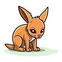 Cute cartoon kangaroo. Vector illustration on white background.