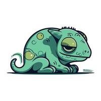 Cartoon chameleon on a white background. Vector illustration.