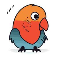Vector illustration of a cute parrot on a white background. Flat style.