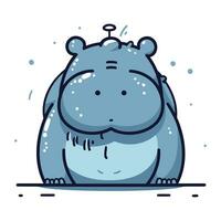 Cute hippo. Vector illustration. Isolated on white background.