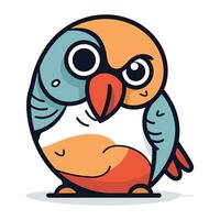 Cute cartoon vector parrot with big eyes. Vector illustration.