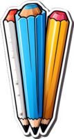 Färg pennor klistermärke, png, transparent bakgrund ai generativ png