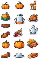 thanksgiving food icons set ai generative png