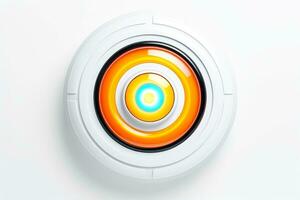 Abstract high tech multicolor button on white background, Generative AI photo