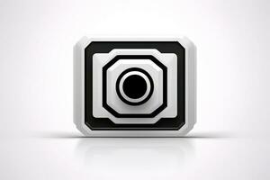 Abstract high tech multicolor button on white background, Generative AI photo