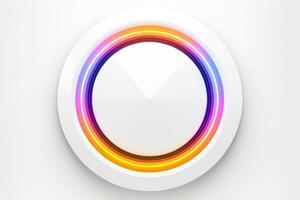 Abstract high tech multicolor button on white background, Generative AI photo