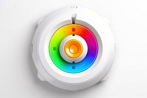 resumen alto tecnología multicolor botón en blanco fondo, generativo ai foto