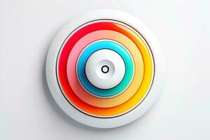 Abstract high tech multicolor button on white background, Generative AI photo