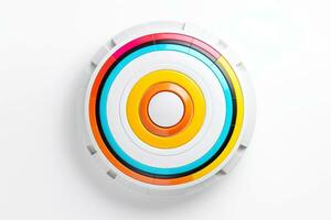 Abstract high tech multicolor button on white background, Generative AI photo