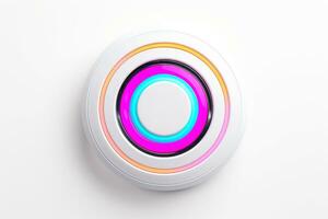 Abstract high tech multicolor button on white background, Generative AI photo