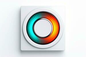 Abstract high tech multicolor button on white background, Generative AI photo