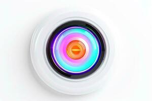 Abstract high tech multicolor button on white background, Generative AI photo