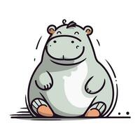 Hippopotamus. Cute cartoon animal. Vector illustration.