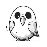 Cute cartoon kawaii bird isolated on white background. Vector illustration.
