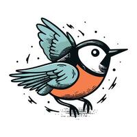 Hand drawn vector illustration of a cute little bird. Cartoon style.