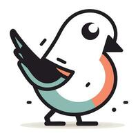 Cartoon cute bird. Vector illustration in doodle style.