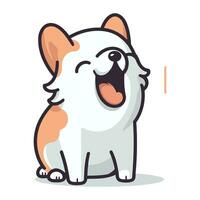 linda corgi perro personaje. vector ilustración en dibujos animados estilo.