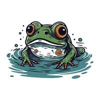 Cute cartoon frog. Vector illustration isolated on a white background.