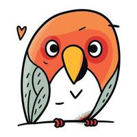 Cute cartoon parrot. Vector illustration isolated on white background.