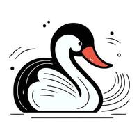 Swan icon. Black and white swan on white background. Vector illustration.