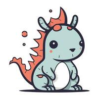 Cute cartoon dragon. Vector illustration isolated on a white background.