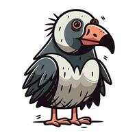 Cute cartoon vulture isolated on white background. Vector illustration.