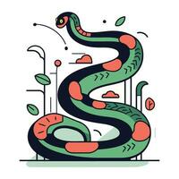 Vector illustration of snake. Line art design for web. site. advertising. banner. poster. board and print.