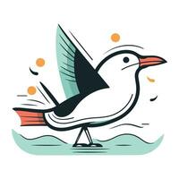 Seagull on the water. Vector illustration in flat style.
