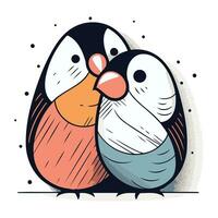 linda dibujos animados pingüino. vector ilustración en garabatear estilo.