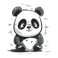 Cute panda vector illustration. Hand drawn cartoon panda.