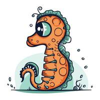 Cartoon sea horse. Vector illustration isolated on a white background.