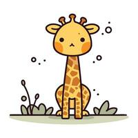 Cute cartoon giraffe. Vector illustration. Cute animal.