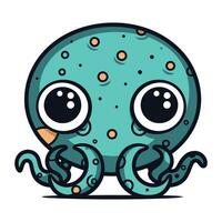 Cute cartoon octopus. Vector illustration of a cute octopus.