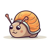 Cute cartoon snail. Vector illustration. Isolated on white background.