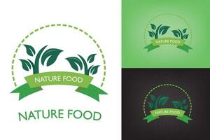 green nature food logo emblem vector