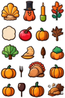tacksägelse mat ikoner uppsättning ai generativ png