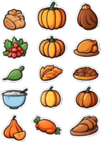 thanksgiving food icons set ai generative png