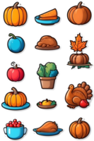 thanksgiving food icons set ai generative png