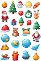 santa claus and christmas icons set  ai generative png