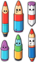 cartoon pencil with happy face and smiling eyes ai generative png